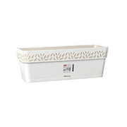 Горшок пластиковый прямоугольный с автополивом Opera Cloe 50х18х17 см Stefanplast 94400 белый-травертин