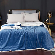 Плед-покривало мікрофібра-шерпа Homytex синій