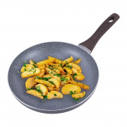 Сковорода 30см с антипригарным покрытием Grey marble из алюминия для индукции и газа Kamille 4115