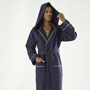 Халат чоловічий вафельний довгий з капюшоном Nusa NS-24680 lacivert