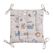 Подушка на стул Кот на кухне Home Line 175284 бежевая с завязками