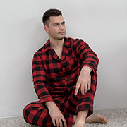 Чоловіча фланелева піжама P-F701P_N сорочка та штани Cosy клітина червоно-чорна червоно-чорна