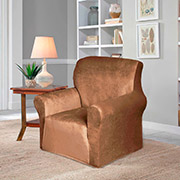 Велюровий чохол для крісла Love You світло-коричневий