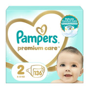 Підгузки дитячі 4-8 кг розмір 2 136 шт Premium Care Mini Pampers 8006540855812