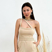 Топ в'язаний жіночий з косими лямками Joy Art Knit бежевий