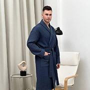 Халат вафельний чоловічий Сапфір шаль P-920 Cosy синій