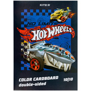 Картон кольоровий двосторонній 10 аркушів 10 кольорів А4 Hot Wheels Kite HW24-255