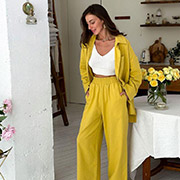 Штани бавовняно-лляні Прованс шафран