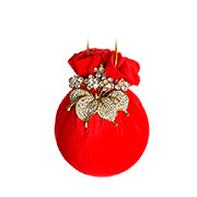 Ялинкова куля з квіткою Червоний Маскарад 8 см Lefard 085-051