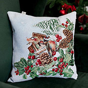 Декоративна гобеленова новорічна наволочка Пташка Squirrel Прованс