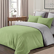 Постільна білизна з полісатину Love you 59-11 оливка і світло-сірий