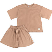 Костюм для дівчинки КС816 футболка і шорти Бембі трикотаж-вафелька H00-коричневий