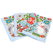 Набір із 3 кухонних вафельних рушників Великодні зайчики з писанкою Руно блакитний