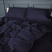 Постільна білизна 30-0021 Dark Blue сатин-страйп MirSon