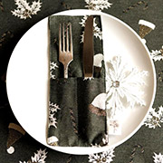 Новорічний чохол для столових приборів Шапочки на зеленому Прованс - Фото №2