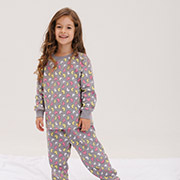 Піжама байкова для дівчинки ПЖ55 Бембі XX1-сіра
