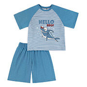 Піжама для хлопчика ПЖ58 футболка та шорти Бембі 442-блакитний-смужка
