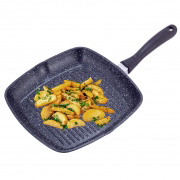 Сковорода-гриль алюмінієва з кришкою 28см Kamille 4431 чорний мармур