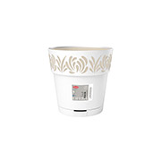 Горщик пластиковий круглий з автополивом Opera Gaia 20 см Stefanplast 88400 білий-травертин