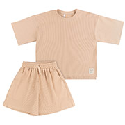 Костюм для дівчинки КС816 футболка і шорти Бембі трикотаж-вафелька G00-бежевий