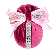 Елочный шар с розовым бантом Бордовая феерия 8см Lefard 085-105