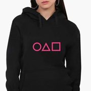 Худі жіночий Трикутник Квадрат Коло Гра в кальмара Squid Game MobiPrint 8921-3378 чорний