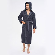 Чоловічий довгий халат з капюшоном Nusa NS-1335 antrasit