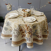 Скатертина новорічна гобеленова кругла Золоте свято Прованс