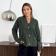 Кардиган жіночий Casual Wool Art Knit темно-зелений