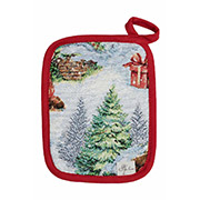 Прихватка кухонная новогодняя гобеленовая Рождественский костер Прованс 15х20 см в ассортименте
