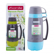 Термос Kamille 1000мл 2080 сіро-блакитний
