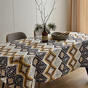 Скатертина водовідштовхувальна Орнамент синьо-жовтий 25839-2 DUCK Ecotton