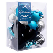 Набір ялинкових куль 28 шт Номер 1 Novogod'ko 974437 синій-срібло