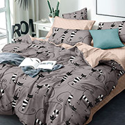 Постельное белье Полосатые коты бязь Selena 100470