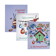 Набір із 3 великодніх вафельних кухонних рушників Великдень-2 Emily блакитний