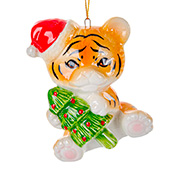 Фігурка декоративна порцелянова Тигр з ялинкою 8см Lefard 149-451