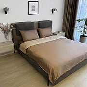 Двостороння постільна білизна Venezia преміум-сатин Sonex шоколад-беж