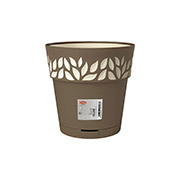 Горщик пластиковий круглий з автополивом Opera Cloe 25 см Stefanplast 94125 капучино-ваніль