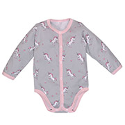 Боді для дівчинки 14651еднсер інтерлок Татошка сірий із принтом