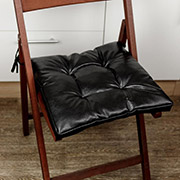 Подушка на стілець Прованс чорна з екошкіри