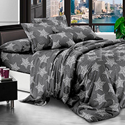 Комплект постільної білизни полісатін Selena Зірки Сірі 610201