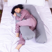 Подушка для вагітних та відпочинку U-подібна 8027 Satin Stripe Light Gray MirSon