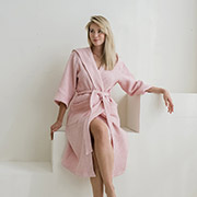 Халат жіночий вафельний з капюшоном P-203 Cosy рожевий