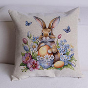 Декоративна гобеленова великодня подушка Зайченя з метеликами Суцвіття Прованс