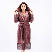 Халат жіночий велюровий довгий з капюшоном Nusa NS-0539 murdum