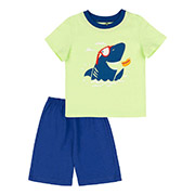 Піжама для хлопчика ПЖ54 футболка та шорти Бембі T80-салатовий-синій