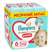 Подгузники-трусики детские 13-19 кг размер 6 93 шт Premium Care Pants Giant Pampers 8006540491010
