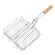 Решітка для барбекю глибока з дерев'яною ручкою 25х30 см Maestro MR1004