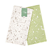 Набір кухонних вафельних рушників Курочки Home Line світло-коричневий і світло-зелений