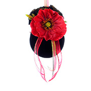 Ялинкова куля 12 см з маком Червоний маскарад Lefard 085-072